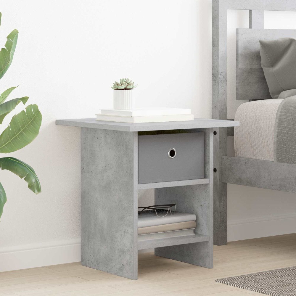 vidaXL Sängbord med låda Betonggrå 41 x 40 x 45 cm Konstruerat trä