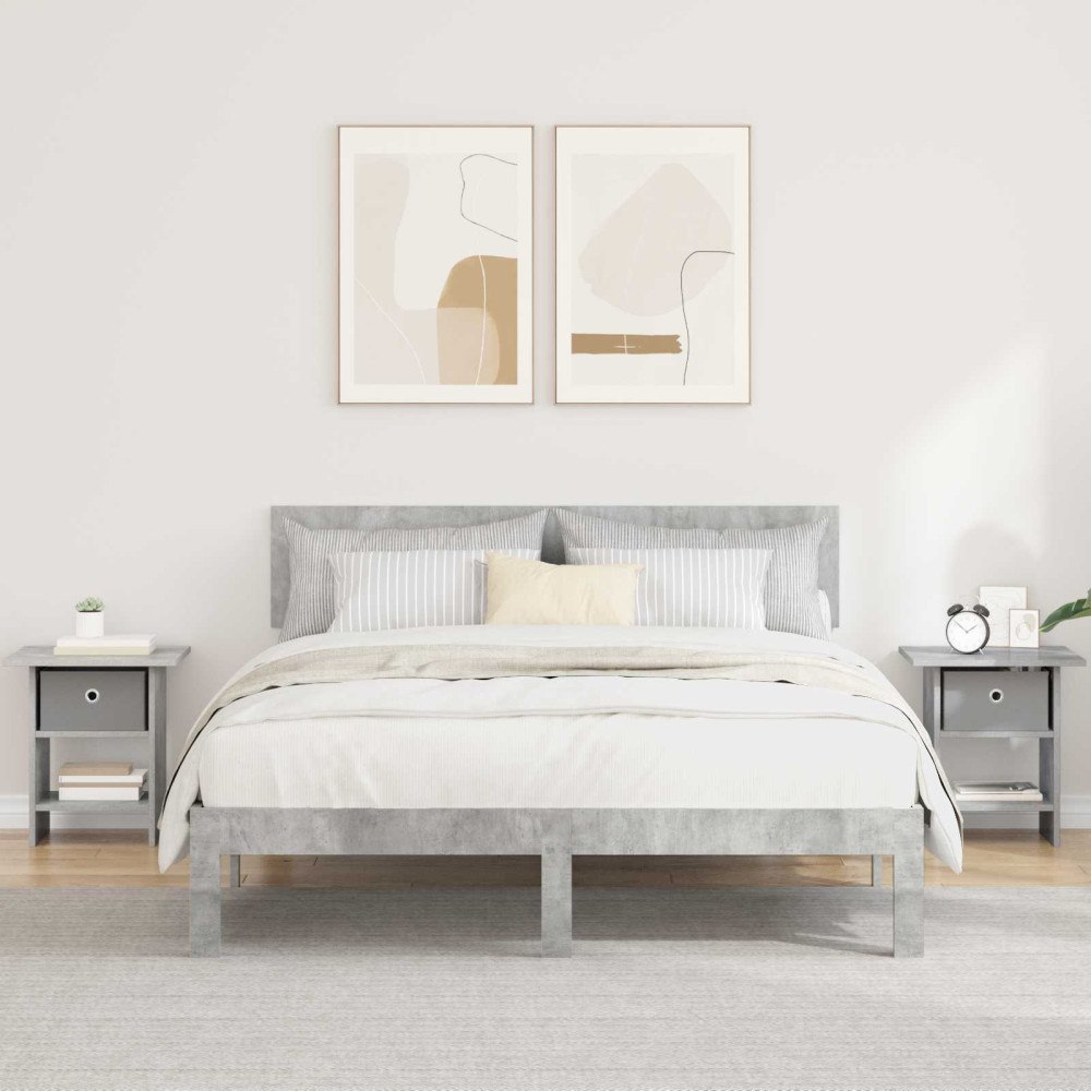 vidaXL Sängbord 2 pcs Betonggrå 41 x 40 x 45 cm Konstruerat trä