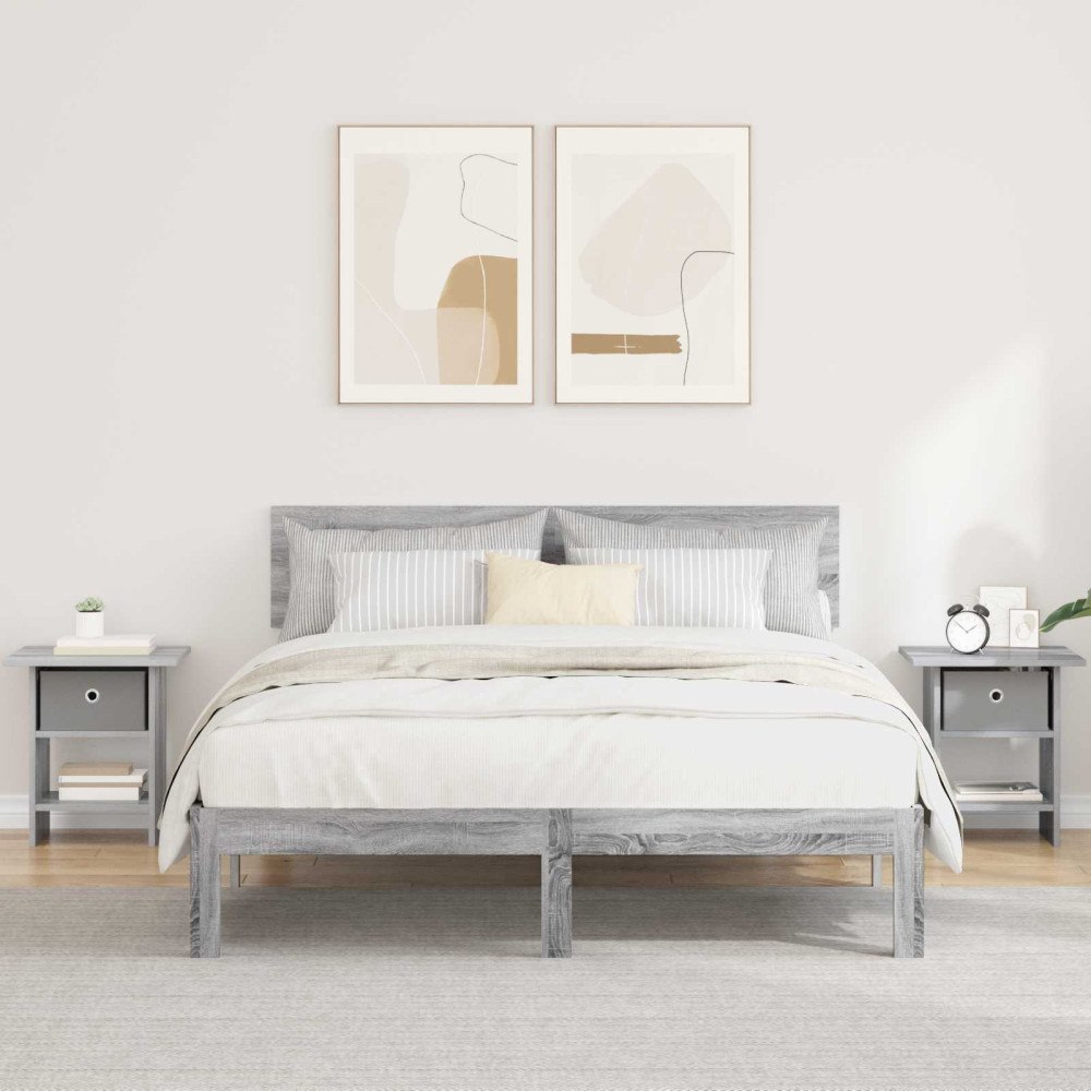 vidaXL Sängbord 2 pcs Grå Sonoma 41 x 40 x 45 cm Konstruerat trä