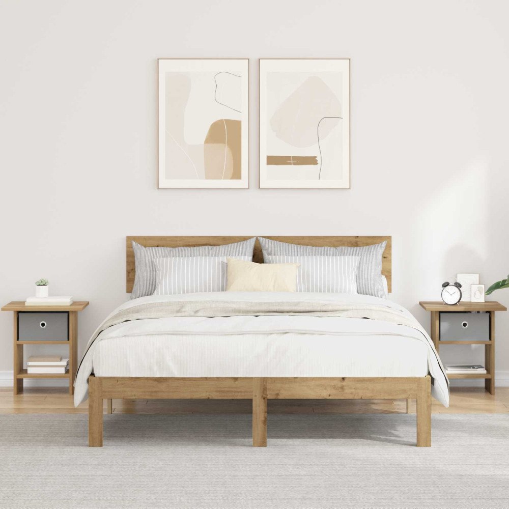 vidaXL Sängbord 2 pcs Artisan Ek 41 x 40 x 45 cm Konstruerat trä