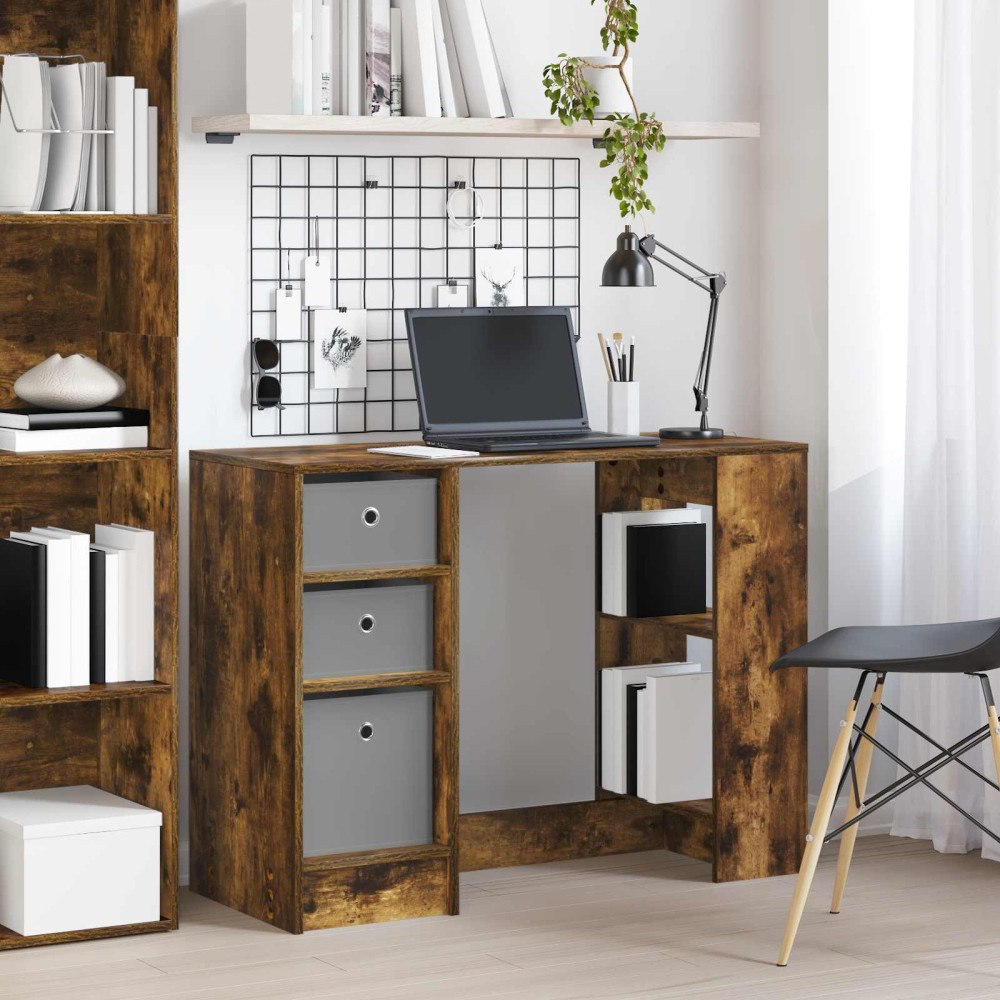 vidaXL Skrivbord med låda Rökt ek 100 x 40 x 75 cm Konstruerat trä