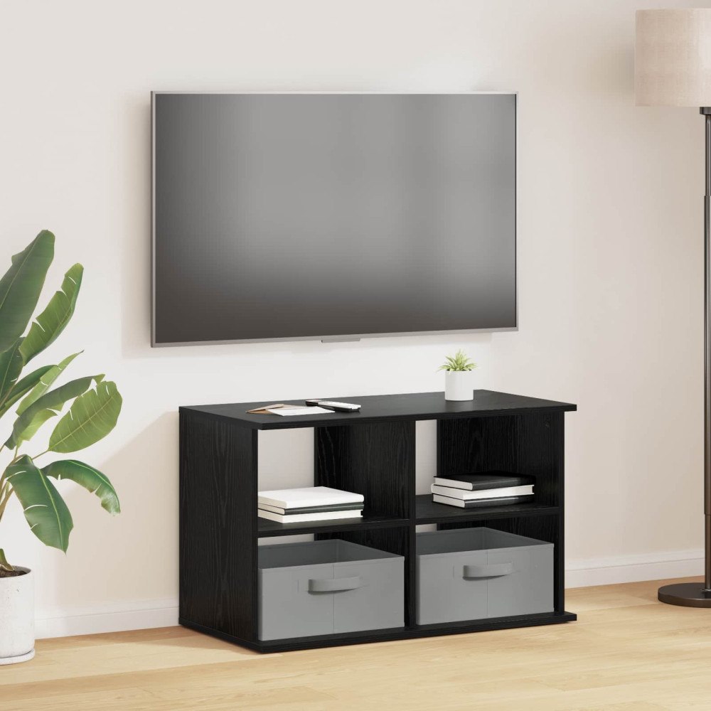 vidaXL TV-ställ med låda Svart Ek 79 x 40 x 48 cm