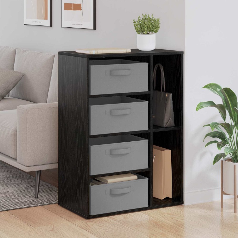 vidaXL Sideboard med låda Svart Ek 60 x 33,5 x 84 cm