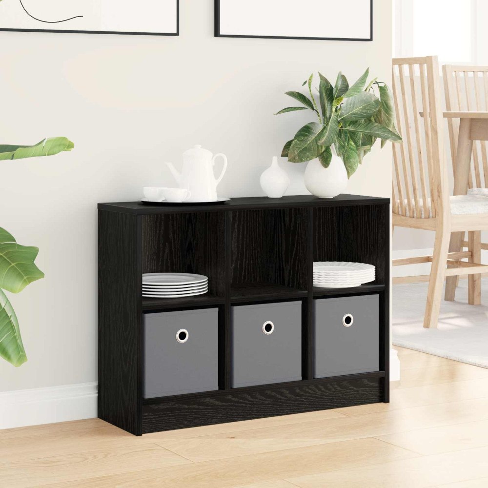 vidaXL Sideboard med låda Svart Ek 73,5 x 22,5 x 53,5 cm