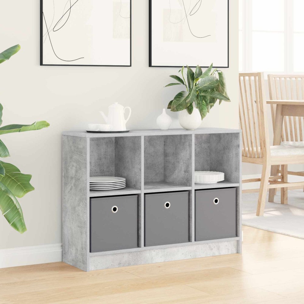 vidaXL Sideboard med låda Betonggrå 88,5 x 27,5 x 63,5 cm
