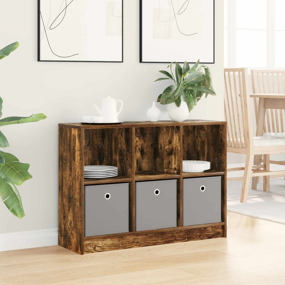 vidaXL Sideboard med låda Rökt ek 88,5 x 27,5 x 63,5 cm