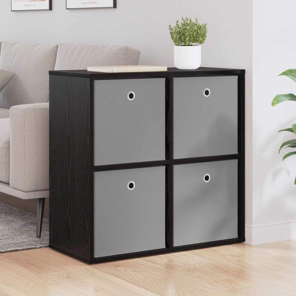 vidaXL Sideboard med låda Svart Ek 68,5 x 32 x 67 cm
