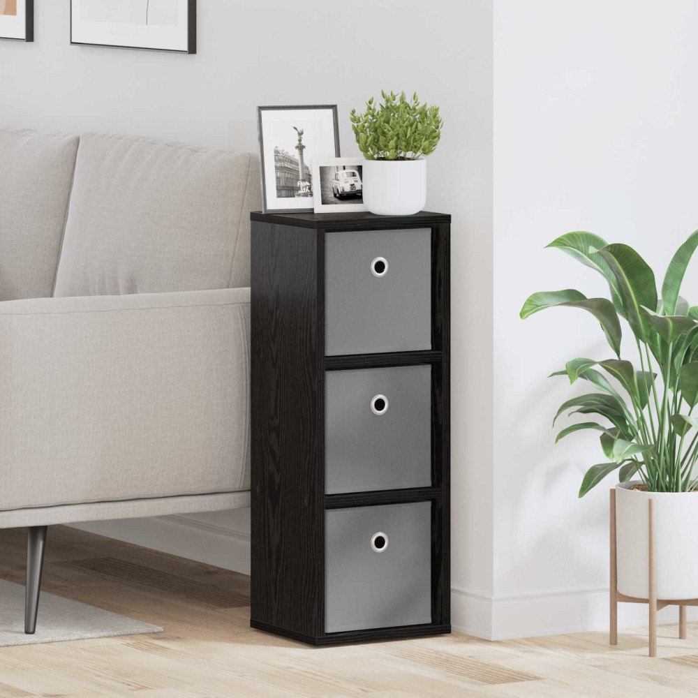 vidaXL Sideboard med låda Svart Ek 25,5 x 22 x 69,5 cm