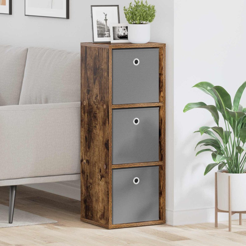 vidaXL Sideboard med låda Rökt ek 30,5 x 27 x 84,5 cm