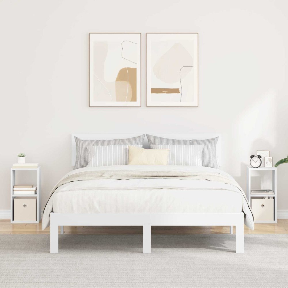 vidaXL Sängbord med låda 2 pcs Vit 25,5 x 22 x 49,5 cm Konstruerat trä