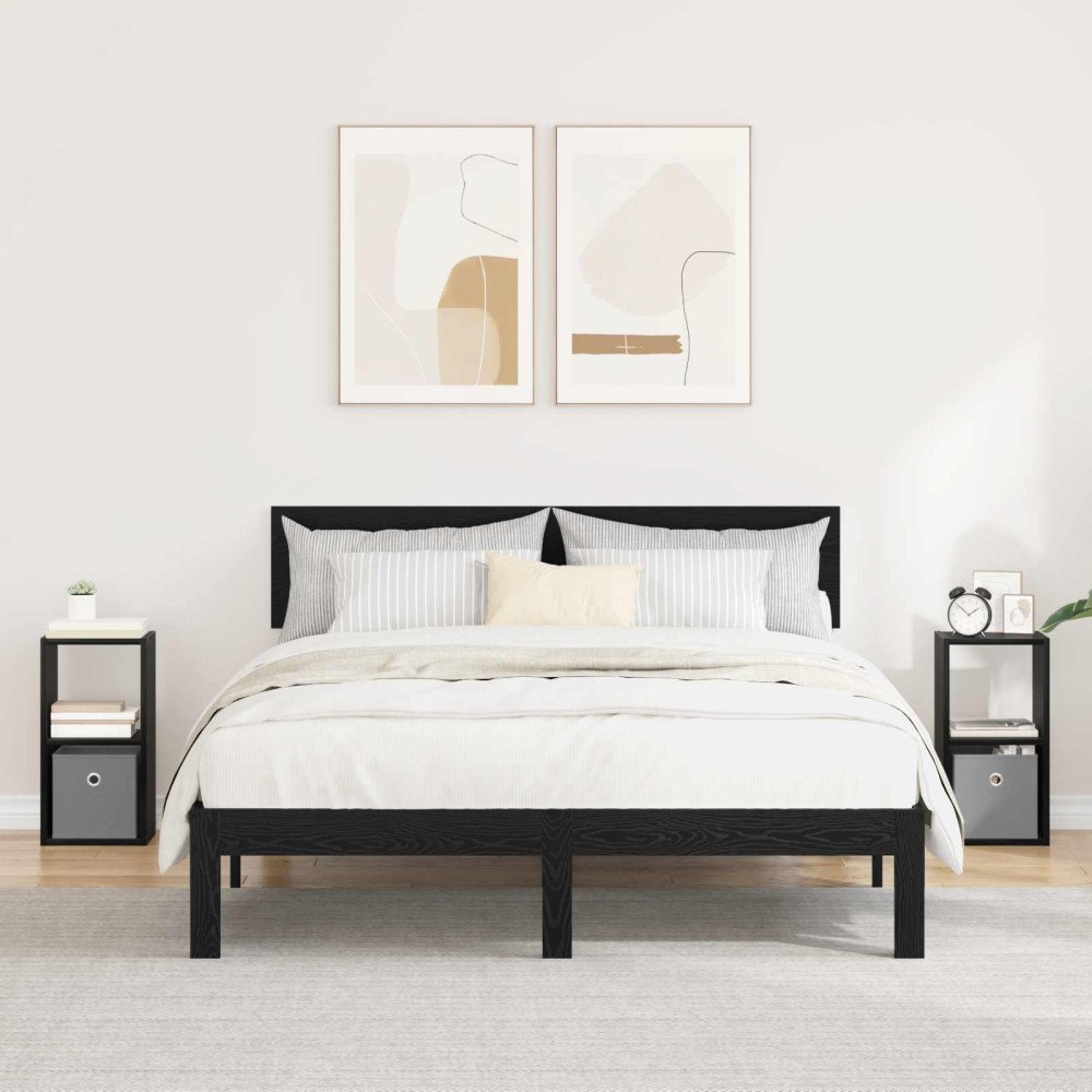 vidaXL Sängbord 2 pcs Svart Ek 25,5 x 22 x 49,5 cm Konstruerat trä