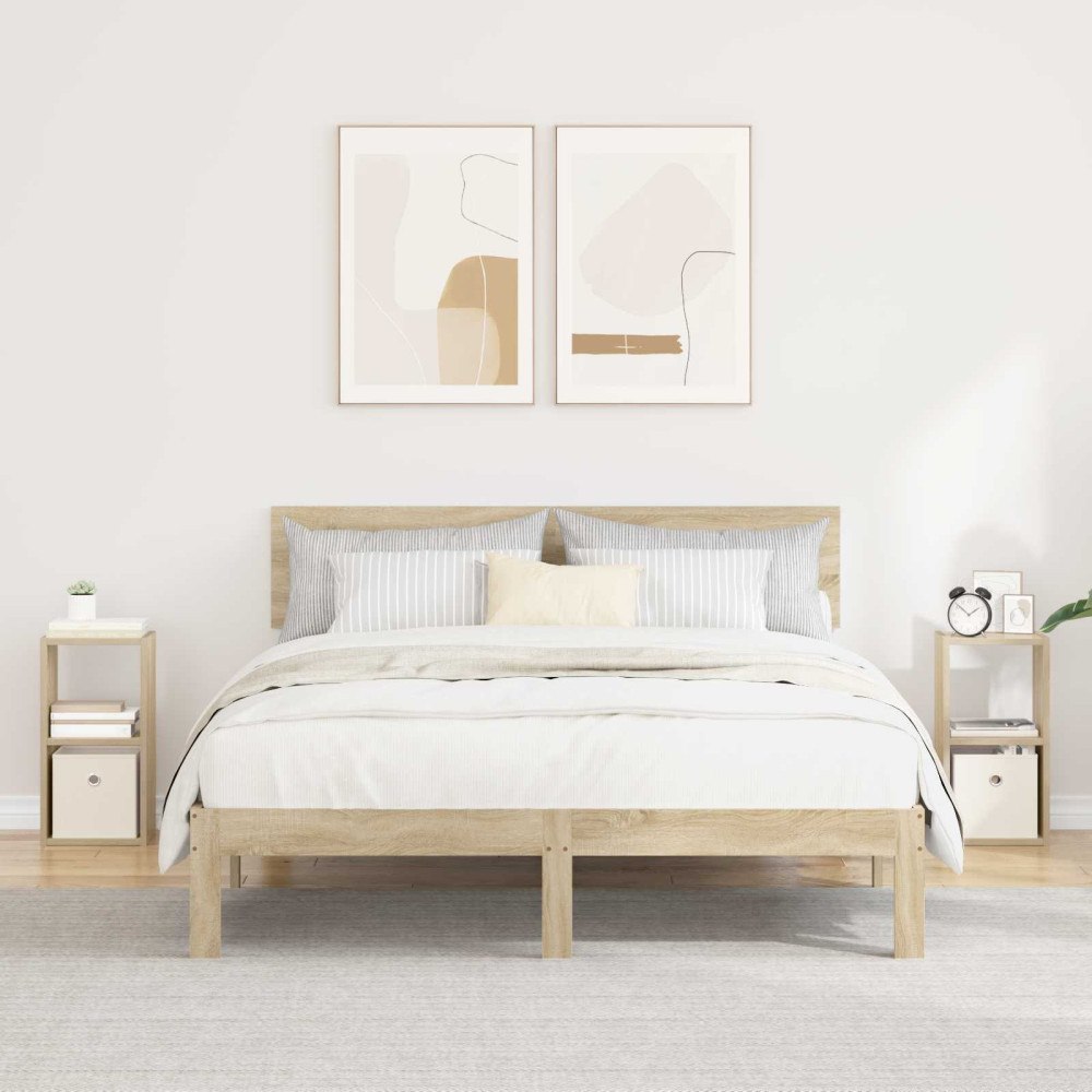vidaXL Sängbord 2 pcs Sonoma-ek 25,5 x 22 x 49,5 cm Konstruerat trä