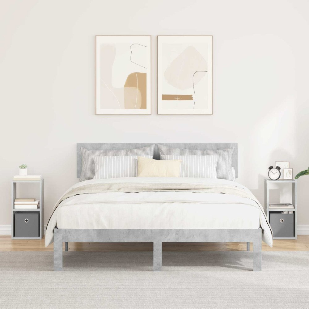 vidaXL Sängbord 2 pcs Betonggrå 25,5 x 22 x 49,5 cm Konstruerat trä