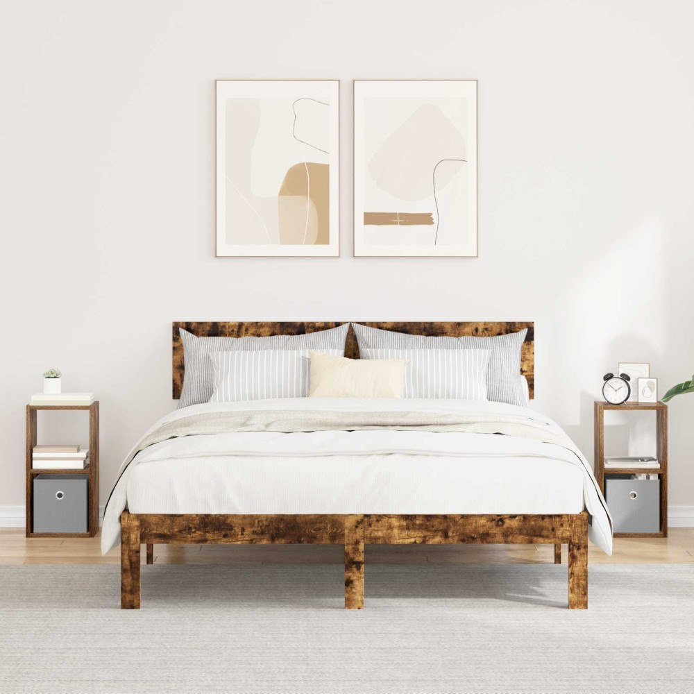 vidaXL Sängbord 2 pcs Rökt ek 25,5 x 22 x 49,5 cm Konstruerat trä