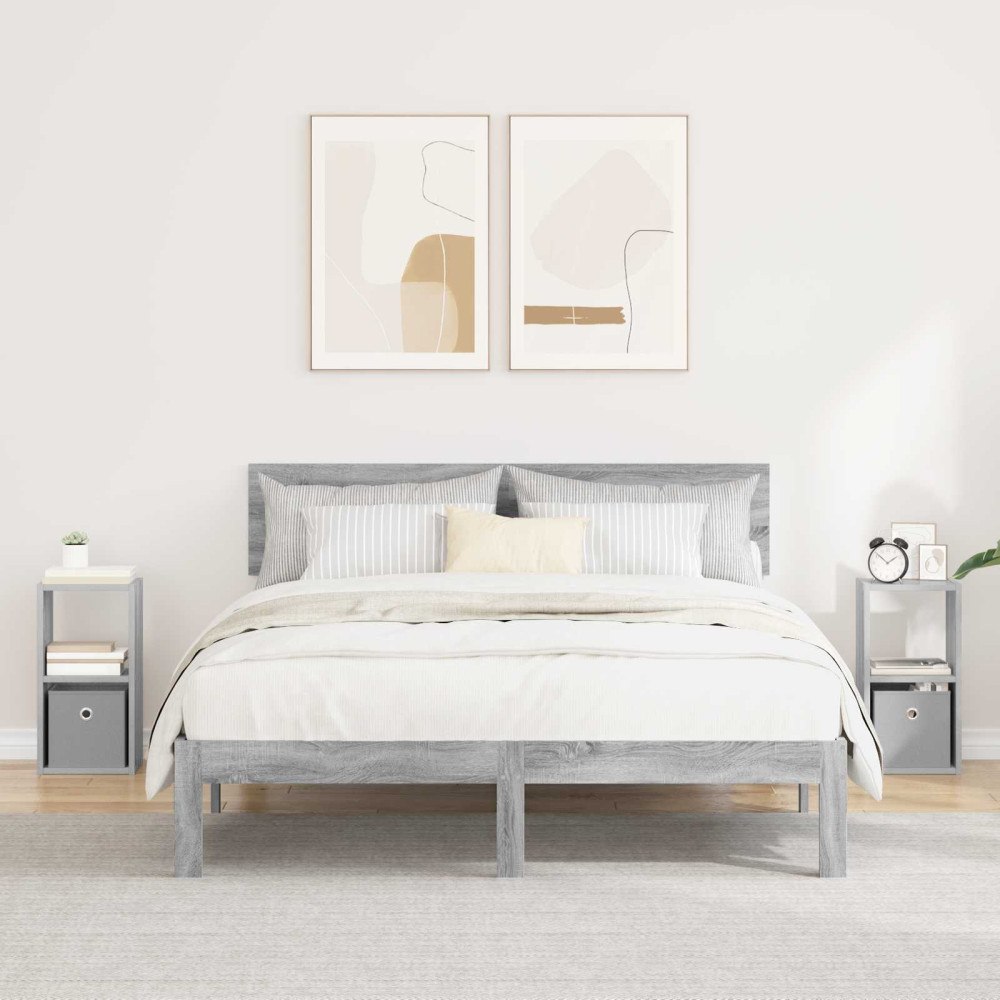 vidaXL Sängbord 2 pcs Grå Sonoma 25,5 x 22 x 49,5 cm Konstruerat trä