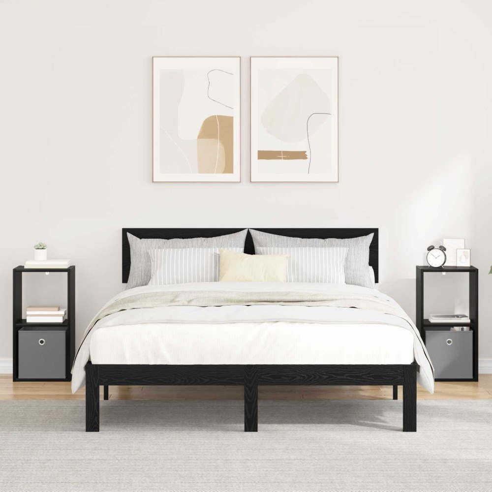 vidaXL Sängbord 2 pcs Svart Ek 30,5 x 27 x 59,5 cm Konstruerat trä