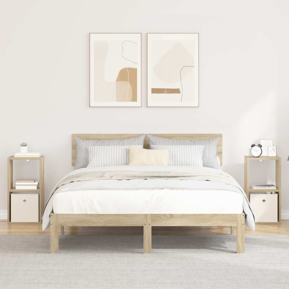 vidaXL Sängbord 2 pcs Sonoma-ek 30,5 x 27 x 59,5 cm Konstruerat trä