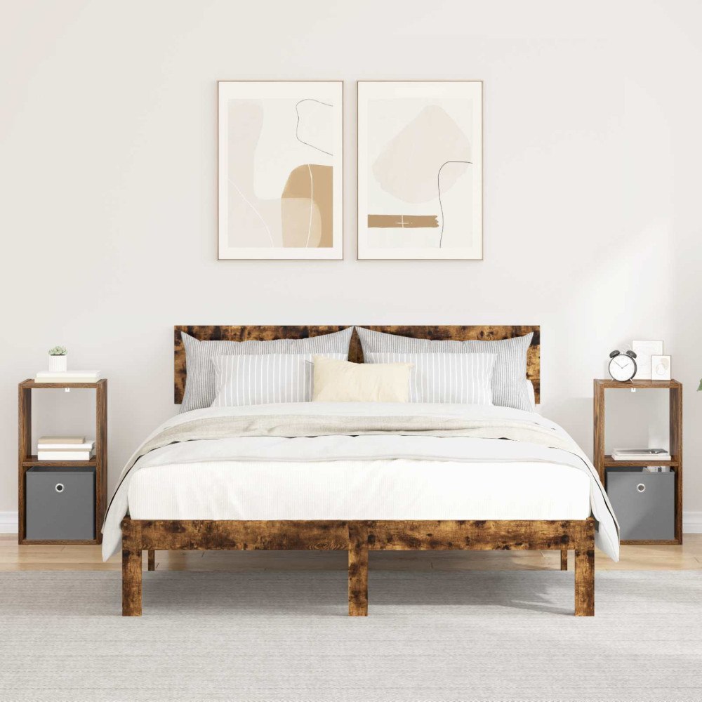 vidaXL Sängbord 2 pcs Rökt ek 30,5 x 27 x 59,5 cm Konstruerat trä