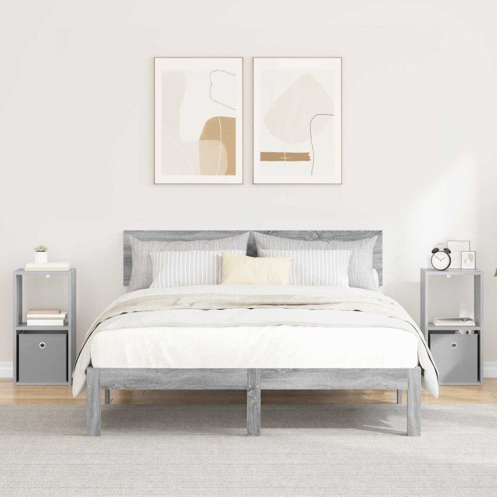 vidaXL Sängbord 2 pcs Grå Sonoma 30,5 x 27 x 59,5 cm Konstruerat trä