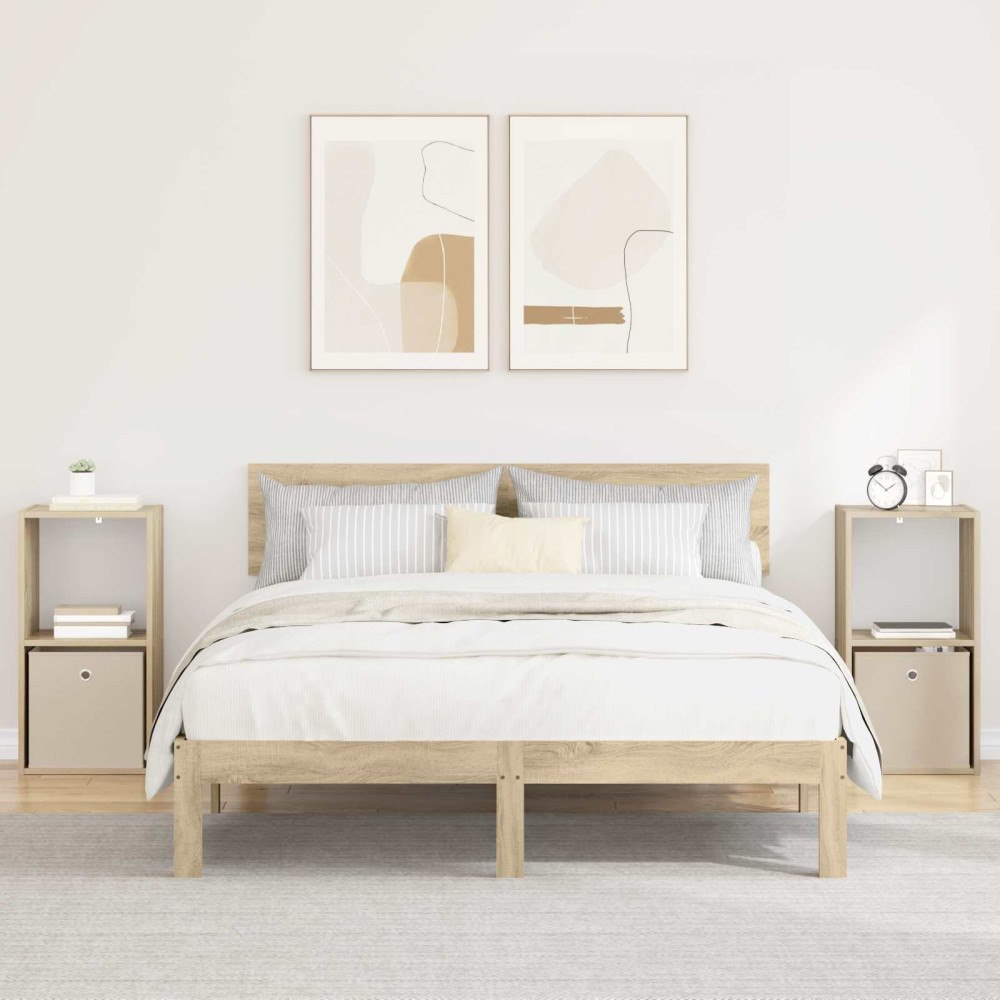 vidaXL Sängbord 2 pcs Sonoma-ek 35 x 32 x 68,5 cm Konstruerat trä