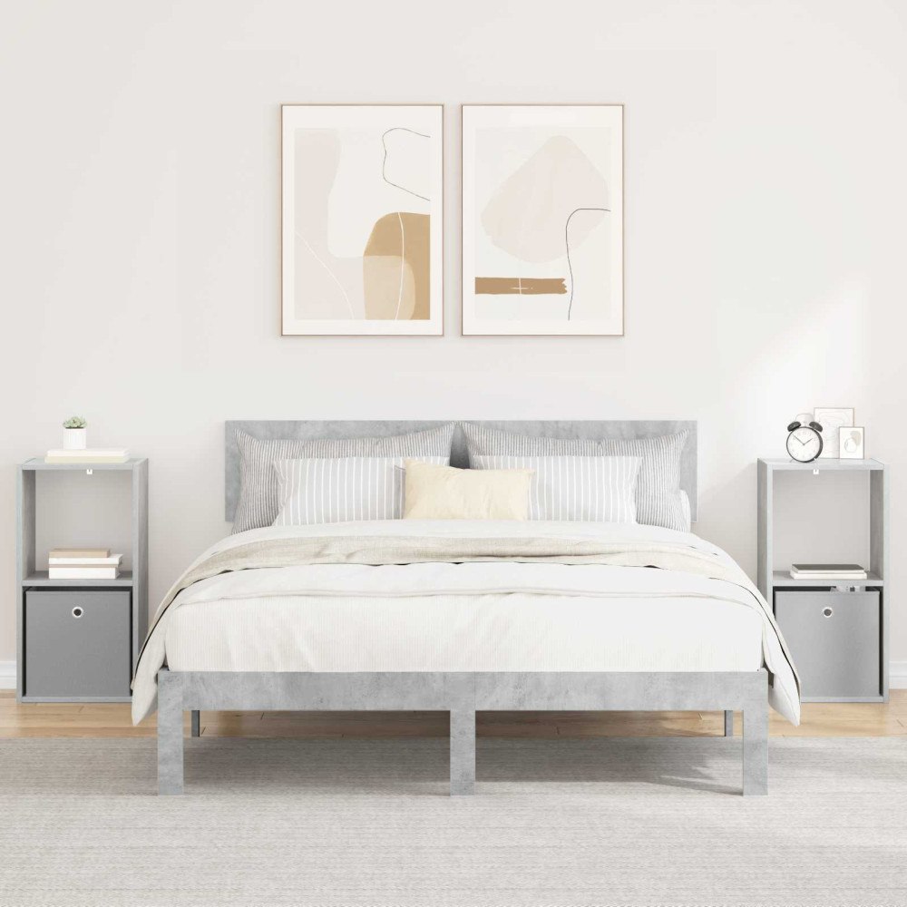 vidaXL Sängbord 2 pcs Betonggrå 35 x 32 x 68,5 cm Konstruerat trä