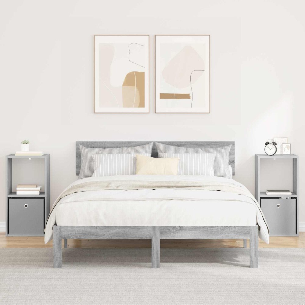 vidaXL Sängbord 2 pcs Grå Sonoma 35 x 32 x 68,5 cm Konstruerat trä
