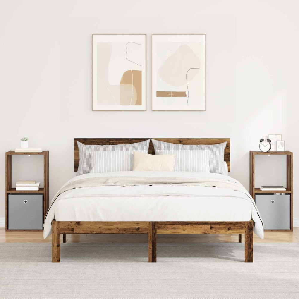 vidaXL Sängbord 2 pcs Gammalt trä 35 x 32 x 68,5 cm Konstruerat trä