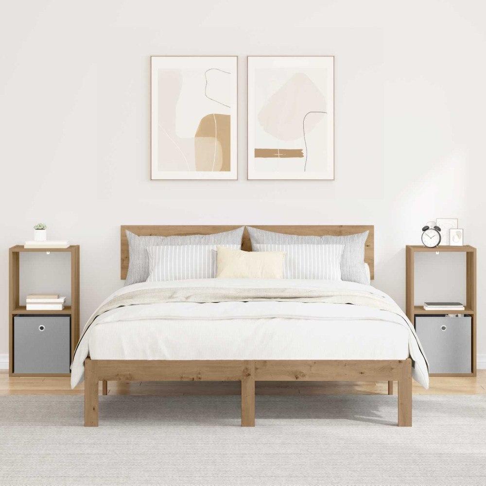 vidaXL Sängbord 2 pcs Artisan Ek 35 x 32 x 68,5 cm Konstruerat trä