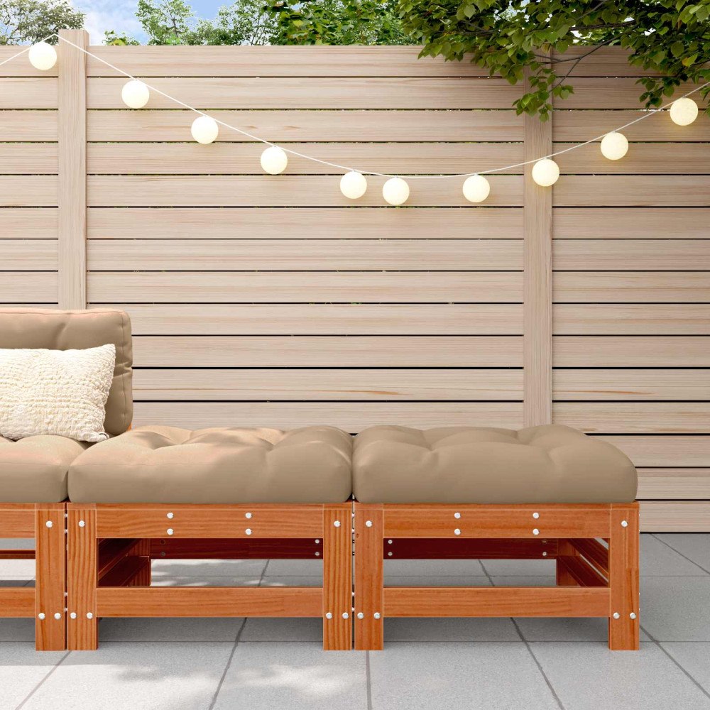 vidaXL Trädgårdsfotpall Massivt furu VaxBrun