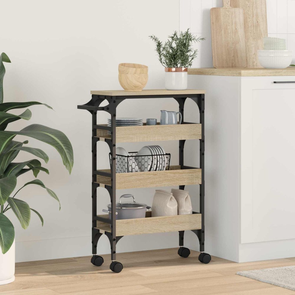 vidaXL Köksvagn Sonoma-ek 53 x 20 x 76 cm Konstruerat trä