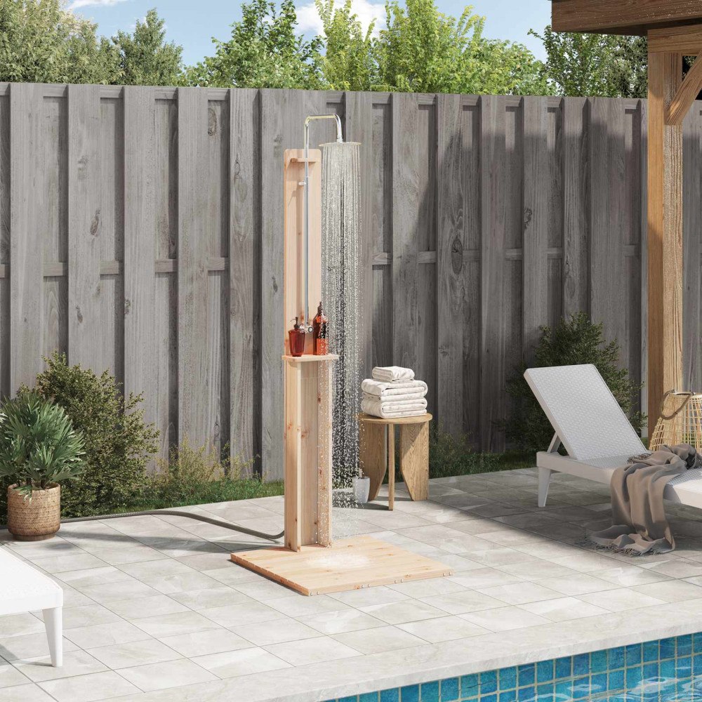 vidaXL Utomhus Dusch Naturfärg 75 x 76 x 217 cm Massivt furu
