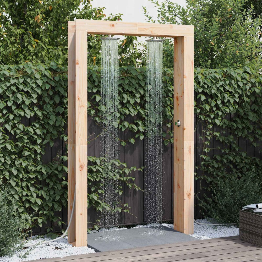 vidaXL Utomhus Dusch Naturfärg 137 x 23 x 226 cm Massivt furu