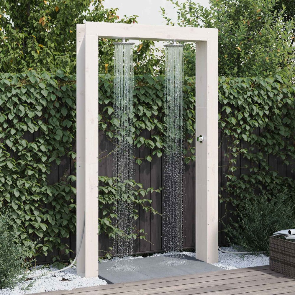 vidaXL Utomhus Dusch Vit 137 x 23 x 226 cm Massivt furu