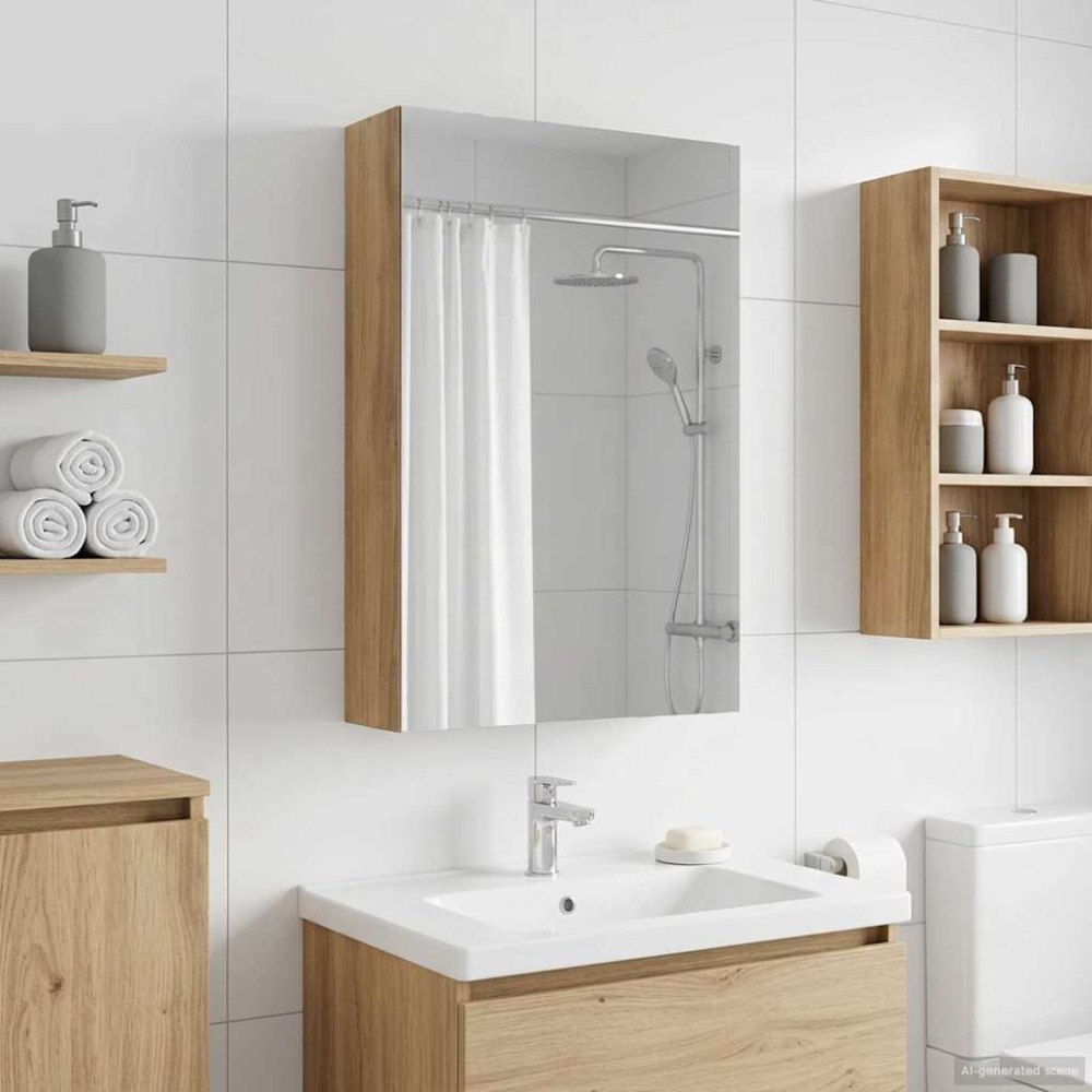 vidaXL Badrumsspegelskåp Artisan Ek 30 x 10,5 x 50 cm Konstruerat trä