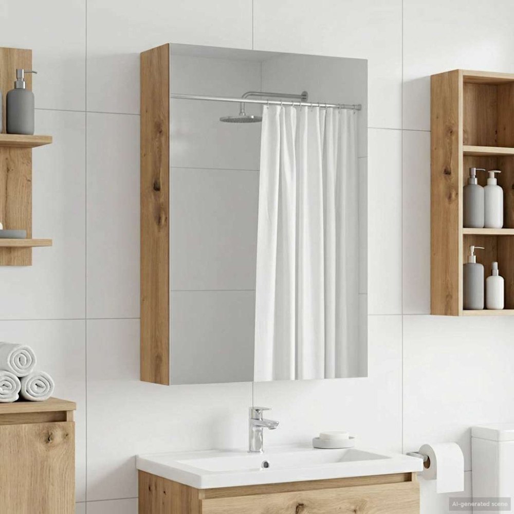 vidaXL Badrumsspegelskåp med hylla Artisan Ek 40 x 10,5 x 60,5 cm