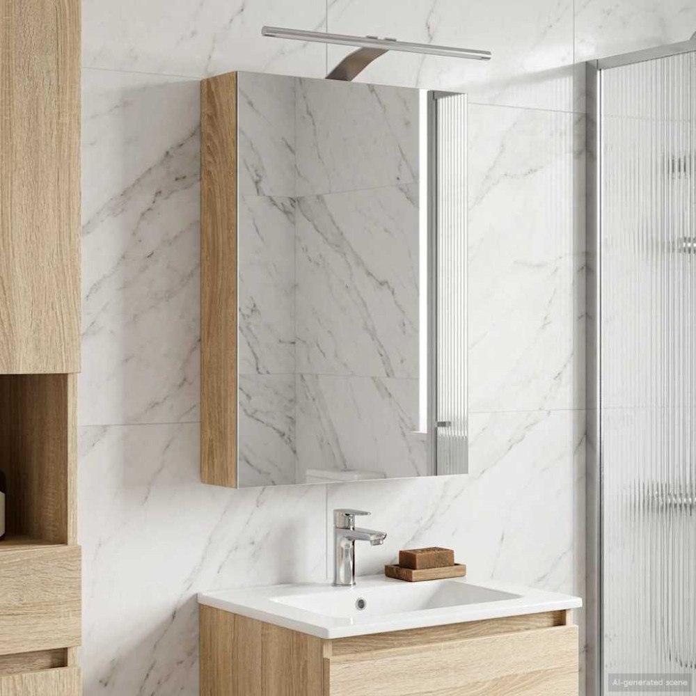 vidaXL Badrumsspegelskåp Sonoma-ek 40 x 10,5 x 60,5 cm Konstruerat trä