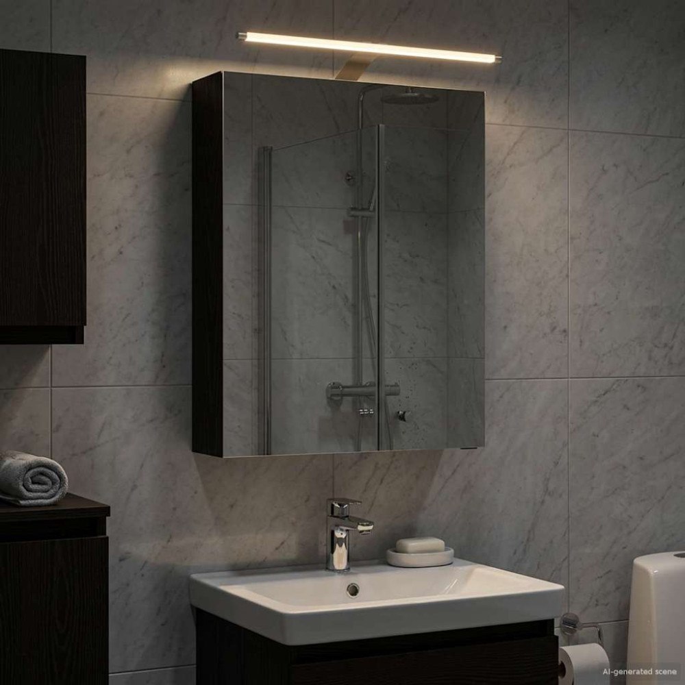 vidaXL Badrumsspegelskåp Svart Ek 50 x 14,5 x 70 cm Konstruerat trä