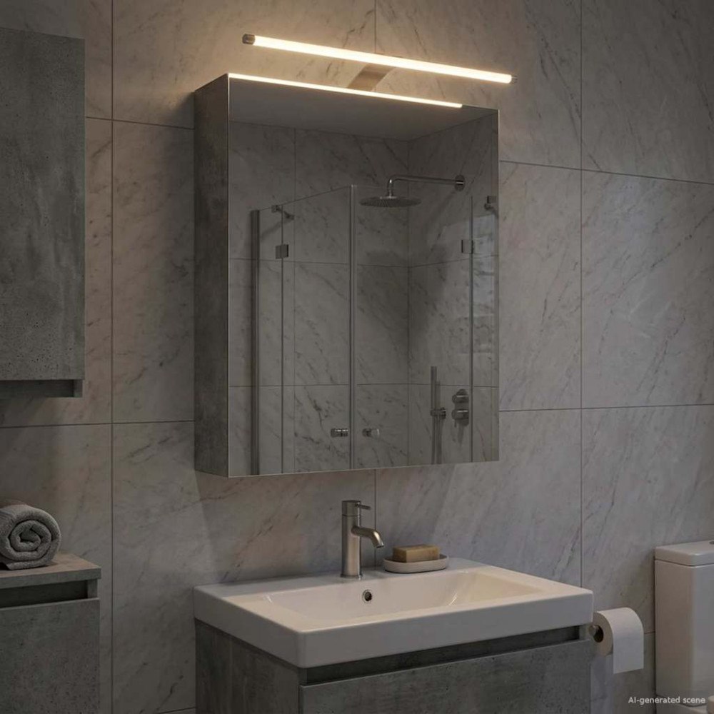 vidaXL Badrumsspegelskåp Betonggrå 50 x 14,5 x 70 cm Konstruerat trä