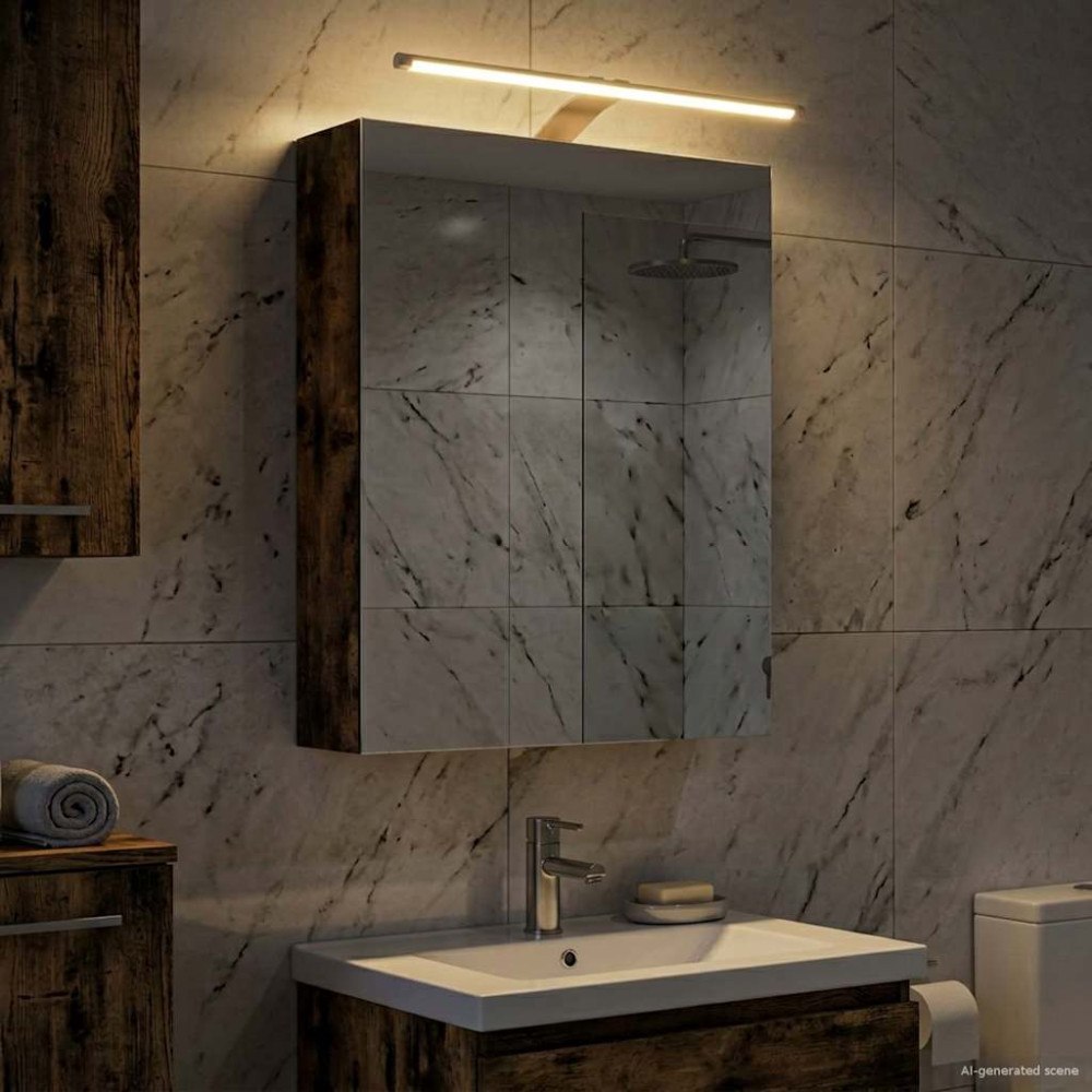 vidaXL Badrumsspegelskåp Rökt ek 50 x 14,5 x 70 cm Konstruerat trä