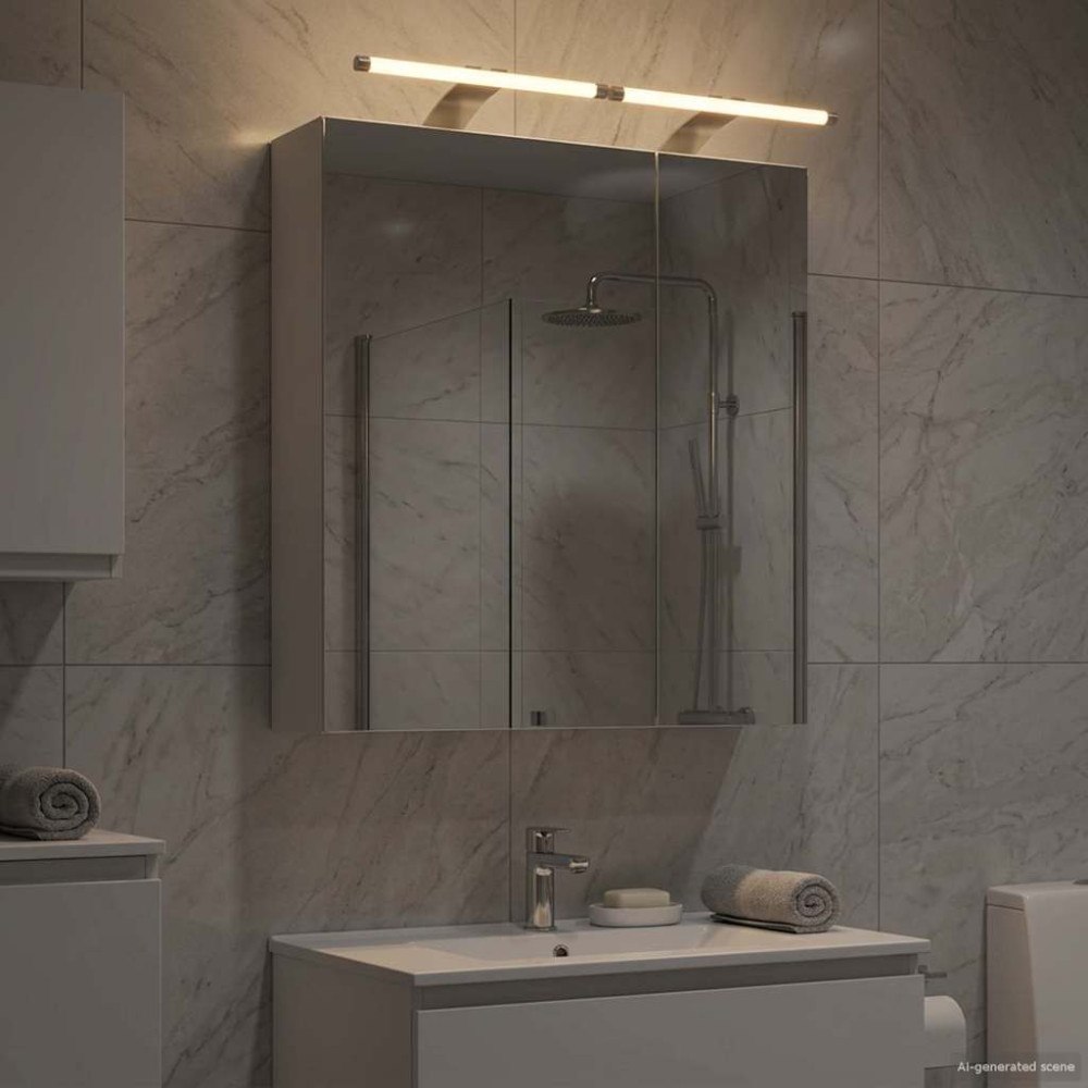 vidaXL Badrumsspegelskåp Vit 60 x 14,5 x 70 cm Konstruerat trä