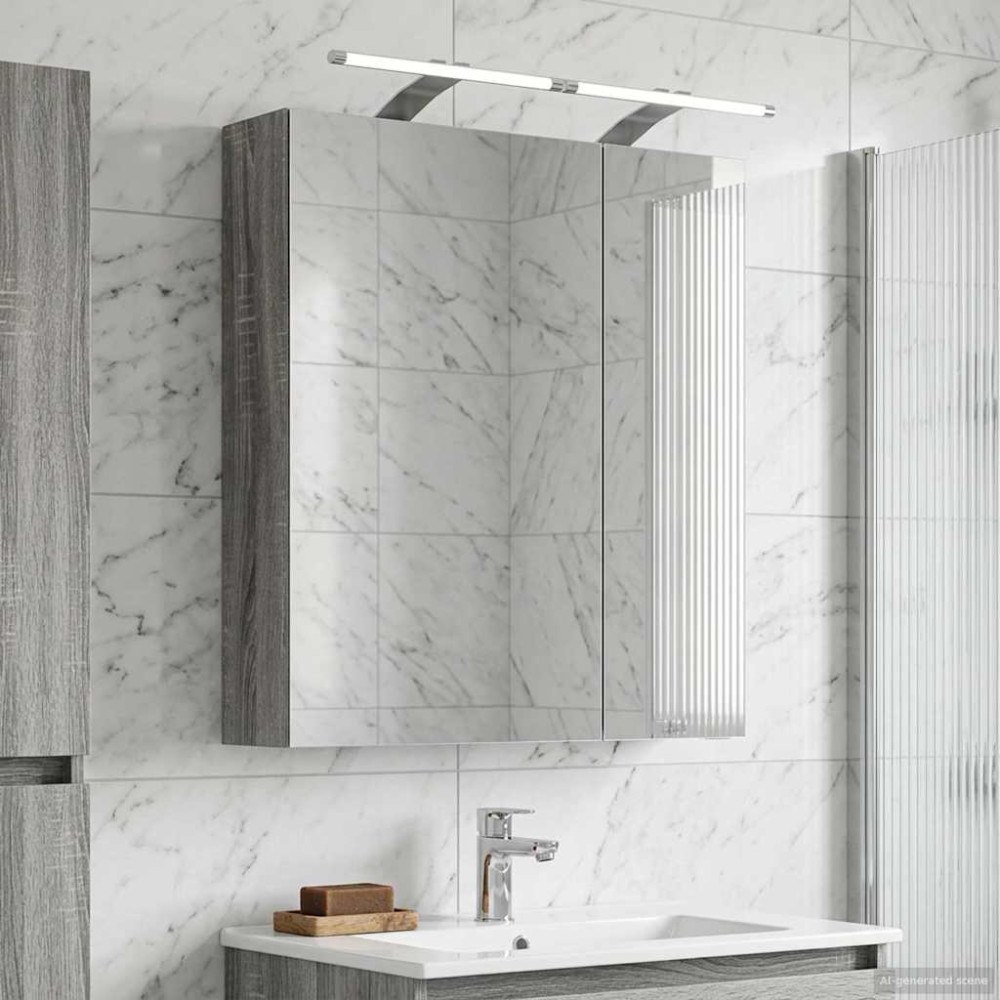 vidaXL Badrumsspegelskåp Grå Sonoma 60 x 14,5 x 70 cm Konstruerat trä