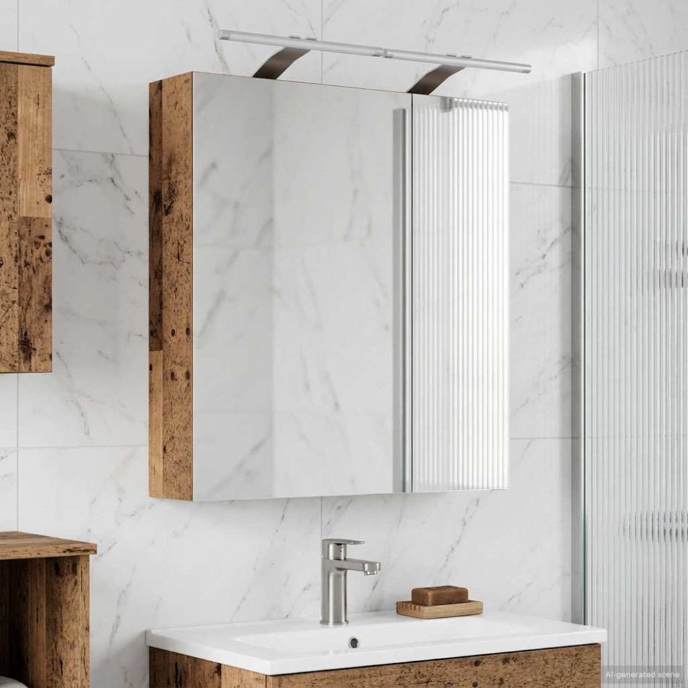 vidaXL Badrumsspegelskåp Gammalt trä 60 x 14,5 x 70 cm Konstruerat trä