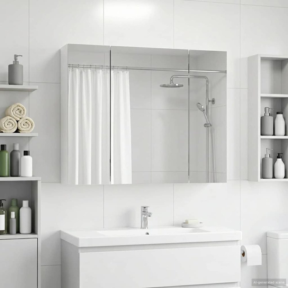 vidaXL Badrumsspegelskåp för Vit 60 x 14,5 x 50 cm Konstruerat trä