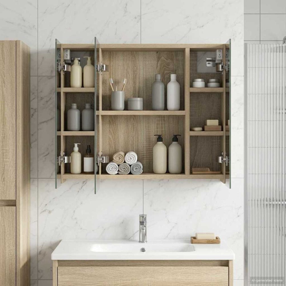 vidaXL Badrumsspegelskåp Sonoma-ek 60 x 14,5 x 50 cm Konstruerat trä