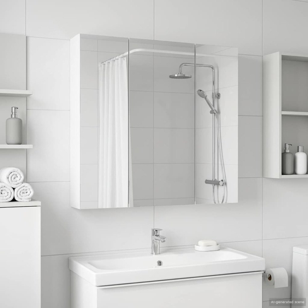 vidaXL Badrumsspegelskåp för Vit 70 x 14,5 x 70 cm Konstruerat trä