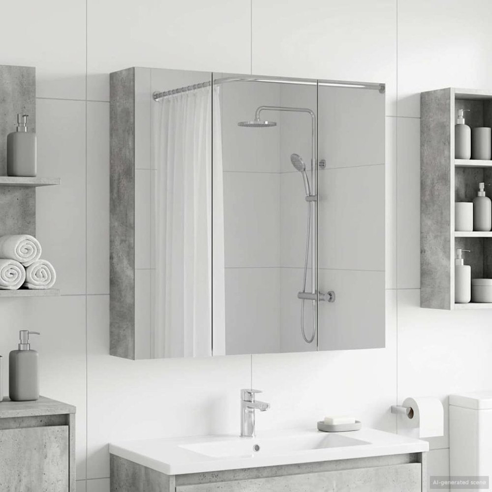 vidaXL Badrumsspegelskåp Betonggrå 70 x 14,5 x 70 cm Konstruerat trä