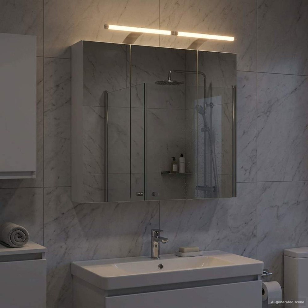 vidaXL Badrumsspegelskåp för Vit 70 x 14,5 x 70 cm Konstruerat trä