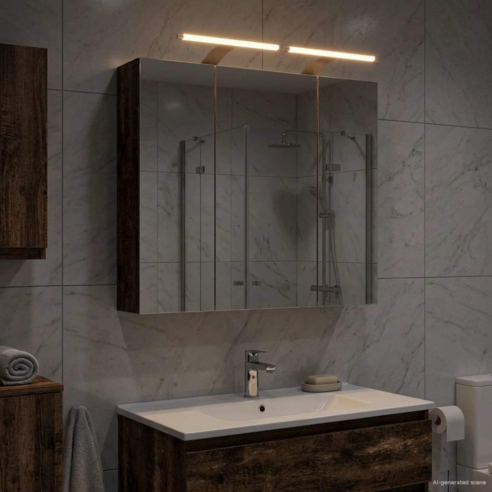 vidaXL Badrumsspegelskåp Gammalt trä 70 x 14,5 x 70 cm Konstruerat trä