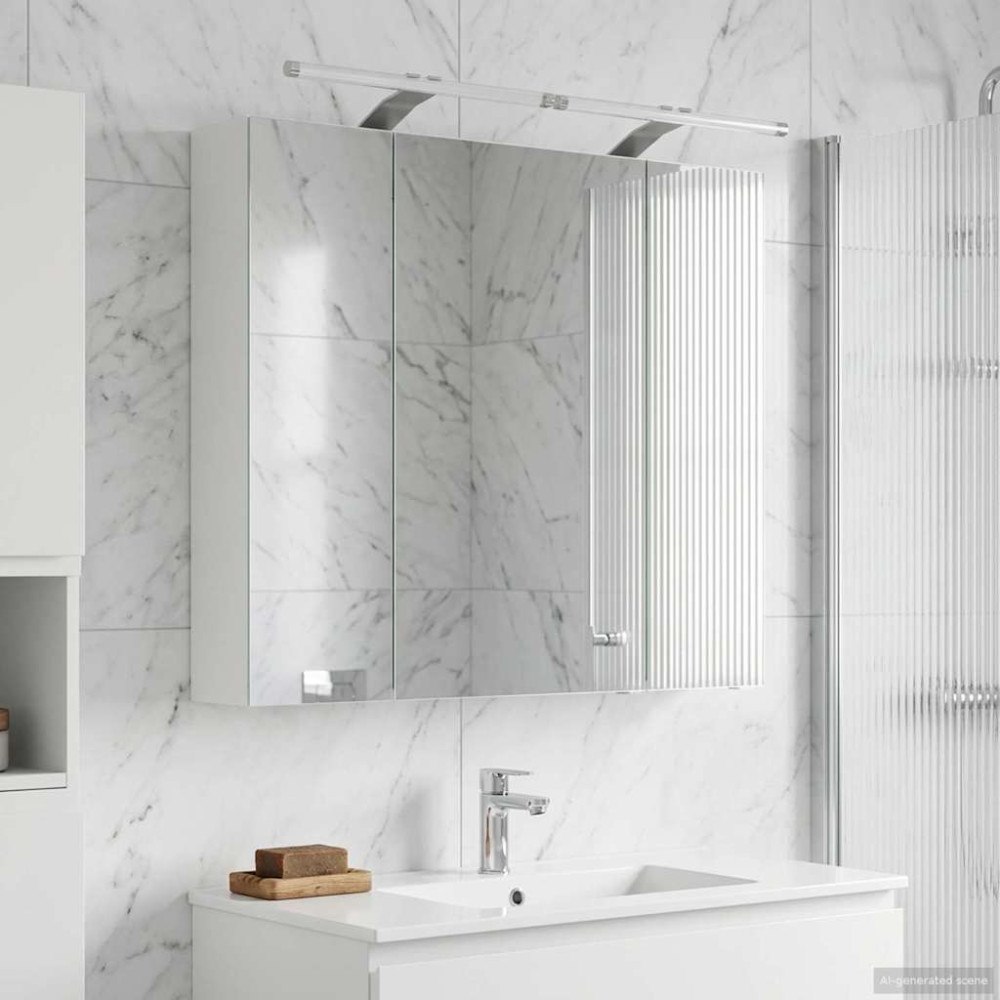 vidaXL Badrumsspegelskåp Vit 80 x 14.5 x 70 cm Konstruerat trä