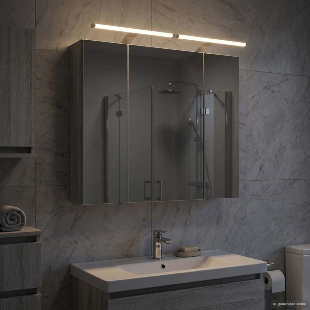 vidaXL Badrumsspegelskåp Grå Sonoma 80 x 14.5 x 70 cm Konstruerat trä